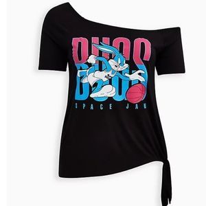 TORRID SPACE JAM 2 BLACK OFF-SHOULDER TOP